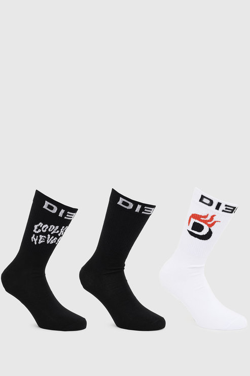 Ponožky - Diesel SKMRAYTHREEPACK  SOCKS biele/čierne