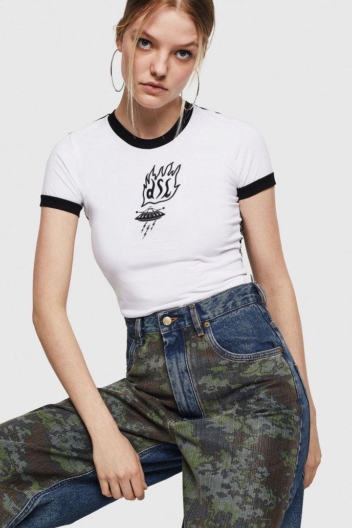 Diesel TSUPERYH TSHIRT bielo-čierne