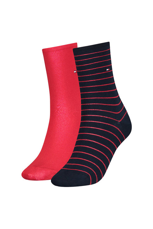Ponožky - Tommy Hilfiger Stripes 2 pack modré, červené