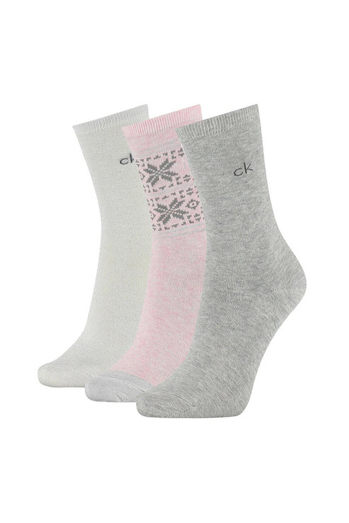 Ponožky - CK WOMEN CREW 3P SNOWFLAKE HOLIDAY ISLA viacfarebné