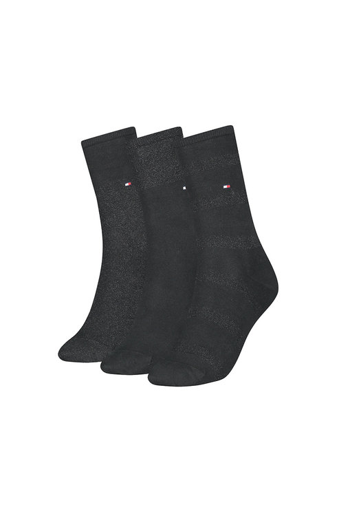 Ponožky - Tommy Hilfiger TH WOMEN SOCK 3P SPARKLE GIFTBOX čierne