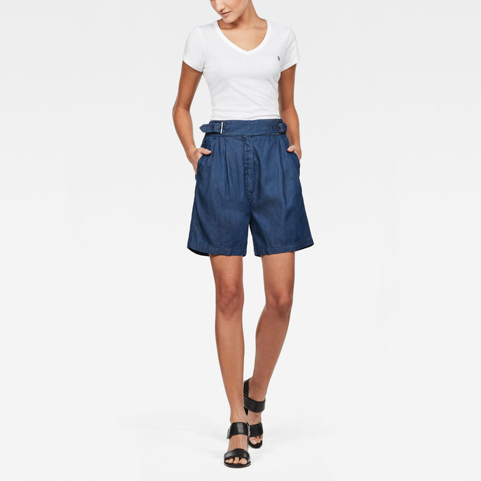 Bristum pleated high bermuda wmn modré