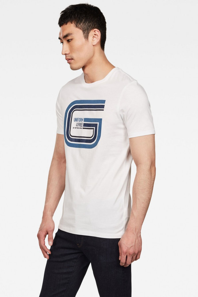 G-STAR Graphic 9 slim r t ss biele