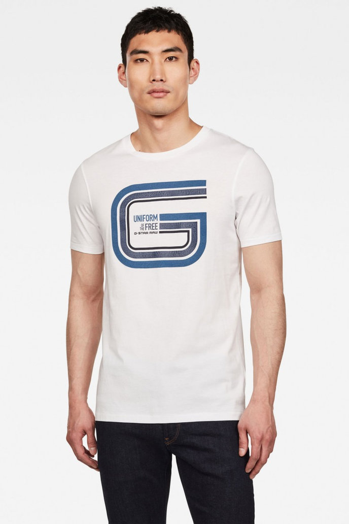 G-STAR Graphic 9 slim r t ss biele