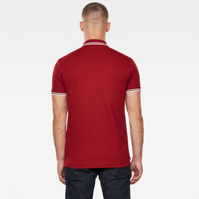 Dunda slim stripe polo s\s červené