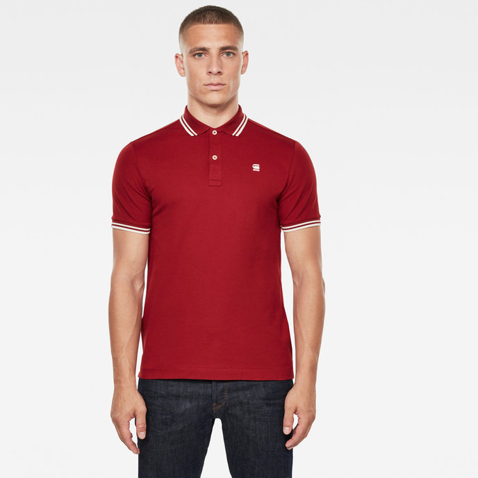 Dunda slim stripe polo s\s červené