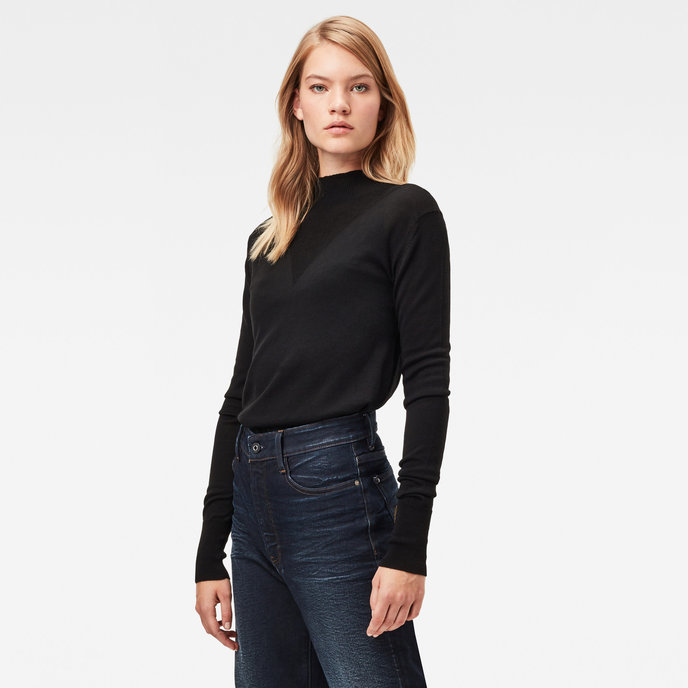 Stokyr turtle slim knit wmn l\s čierny