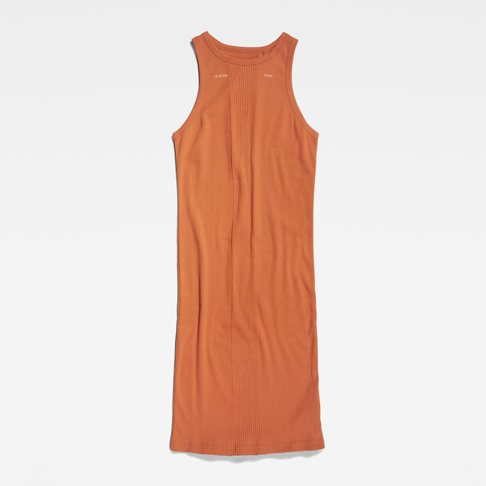 Engineered rib tank dress oranžové