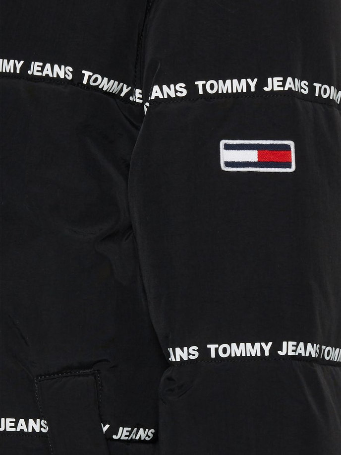 Tommy Jeans TJM LOGO STRIPE PUFFER čierna