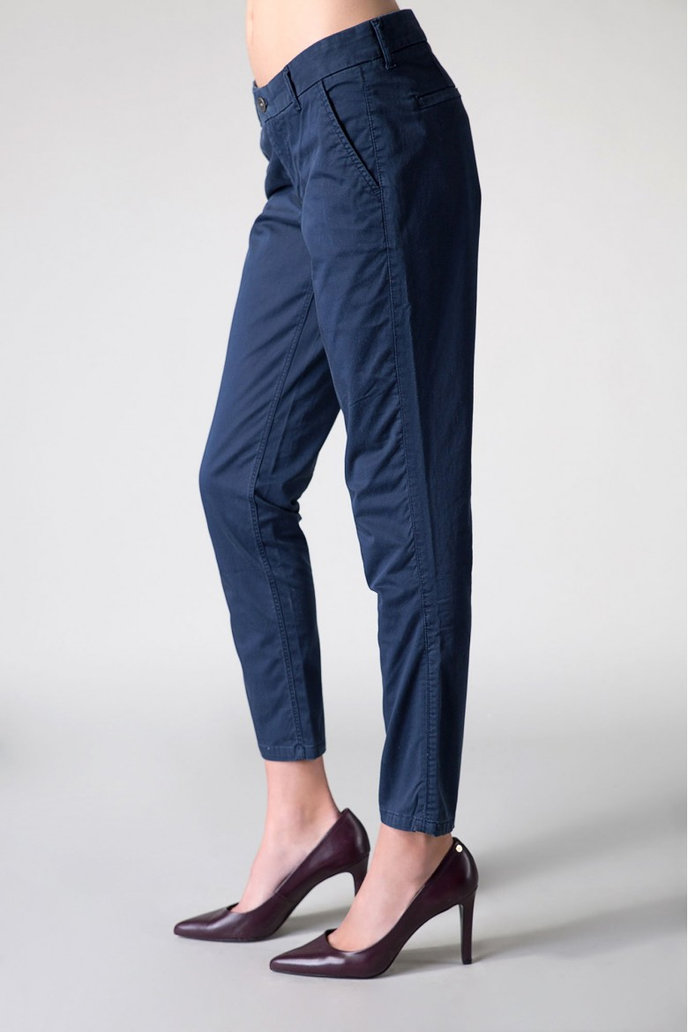 Hilfiger Denim THDW MID RISE BASIC CHINO 4 modré