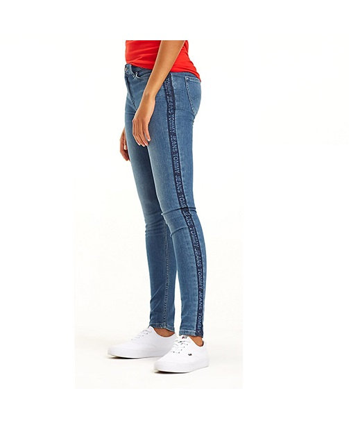 Tommy Jeans MID RISE SKINNY NORA SDLGM modré