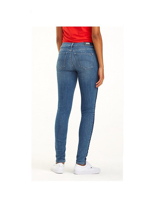 Tommy Jeans MID RISE SKINNY NORA SDLGM modré