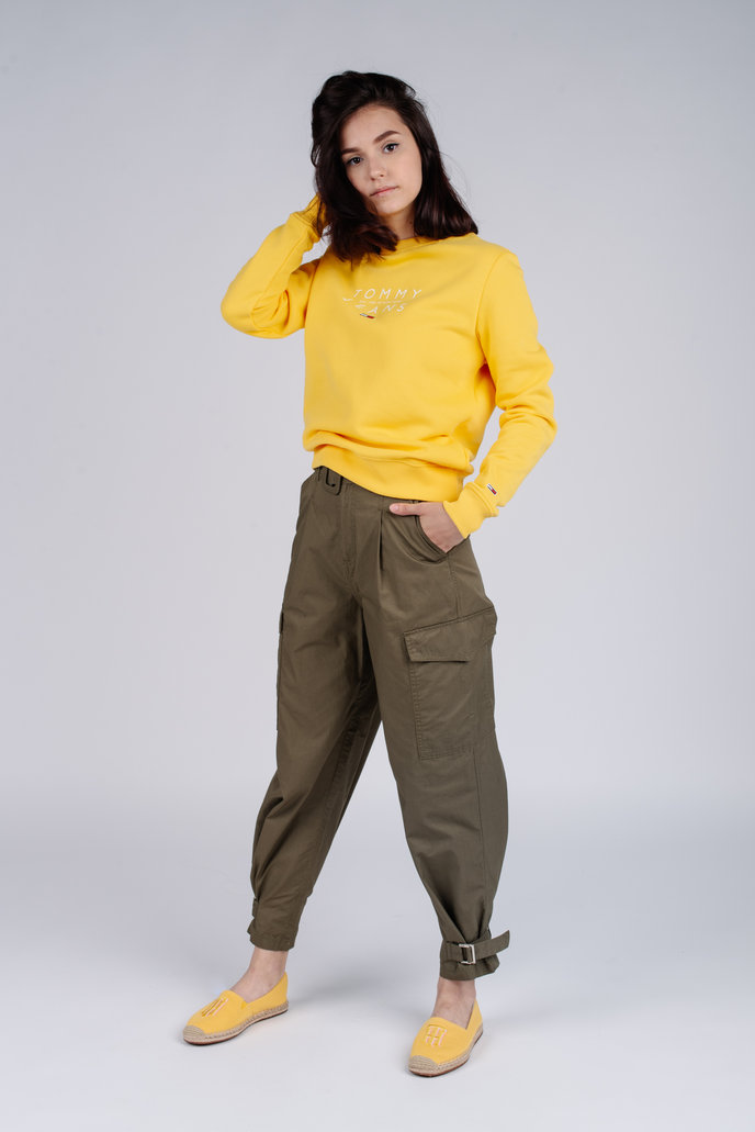 TJW HIGH RISE BELTED PANT olivové