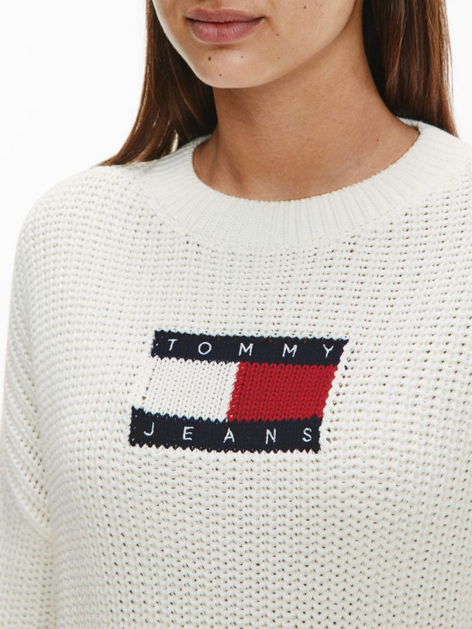 Tommy  Jeans TJW CENTER FLAG SWEATER biely