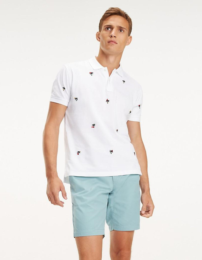 Tommy Hilfiger ALLOVER PALM EMBR REGULAR POLO biele