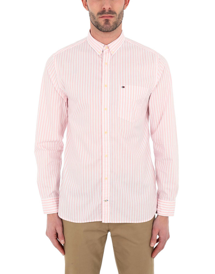 ORGANIC OXFORD STRIPE SHIRT ružovo-biela