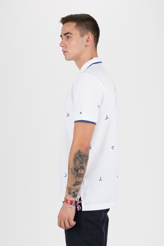 ALL OVER EMBROIDERY REGULAR POLO biele