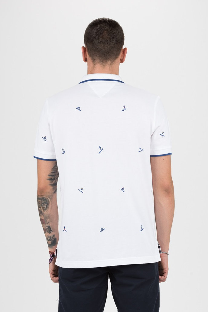 ALL OVER EMBROIDERY REGULAR POLO biele