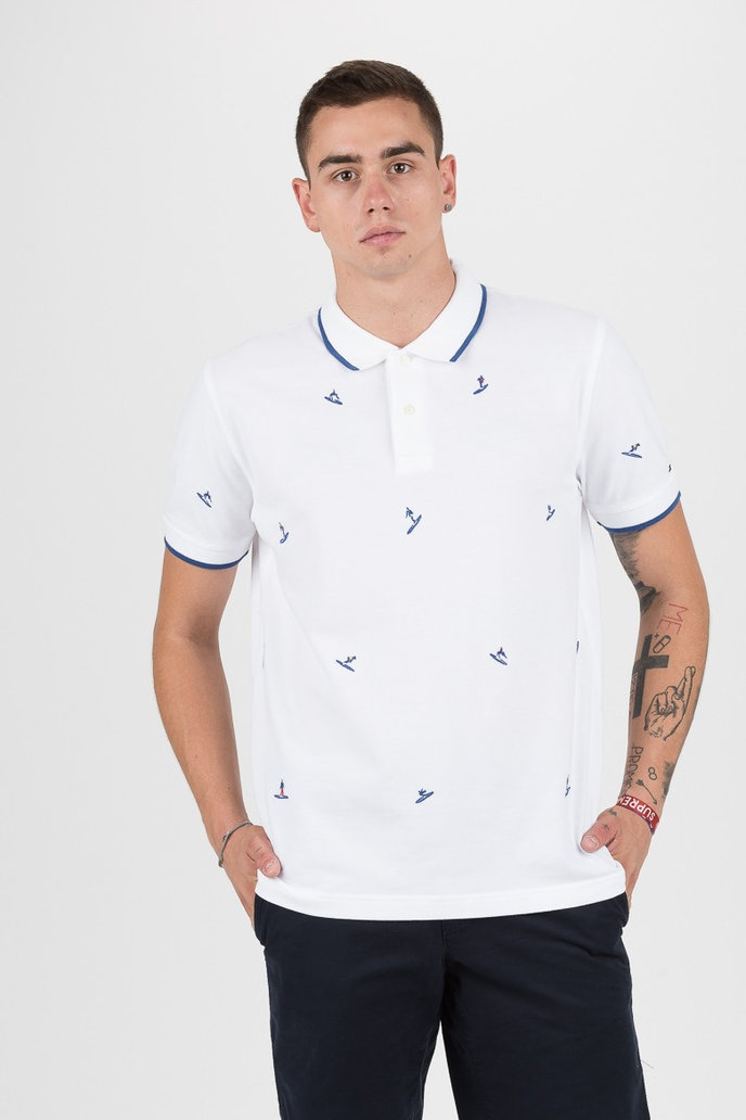 ALL OVER EMBROIDERY REGULAR POLO biele