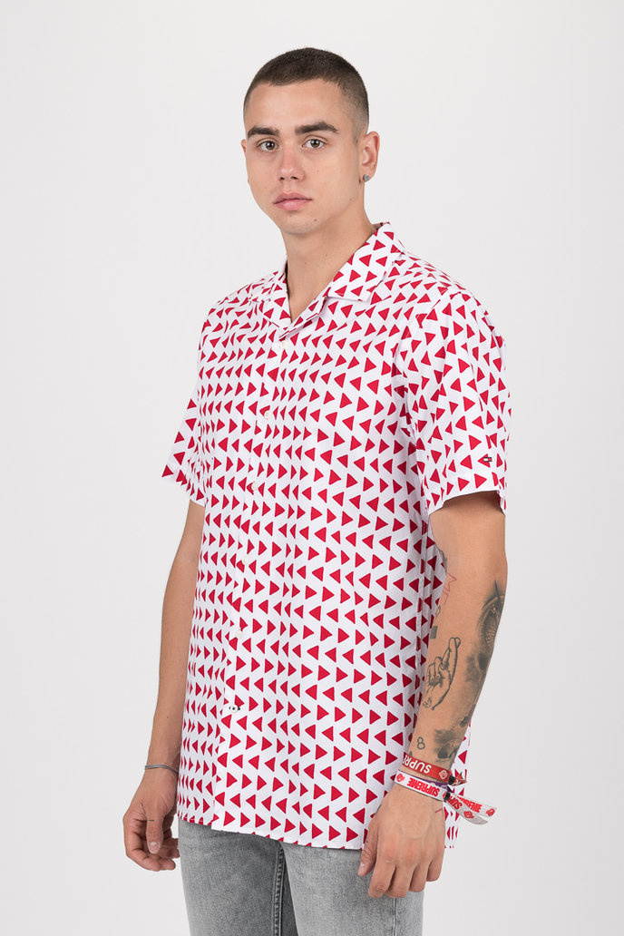 TOMMY HILFIGER BOLD GEO PRINT SHIRT S/S bielo-červená