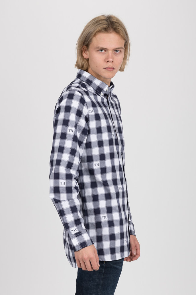 WCC SLIM MONOGRAM CHECK SHIRT tmavomodro-biela