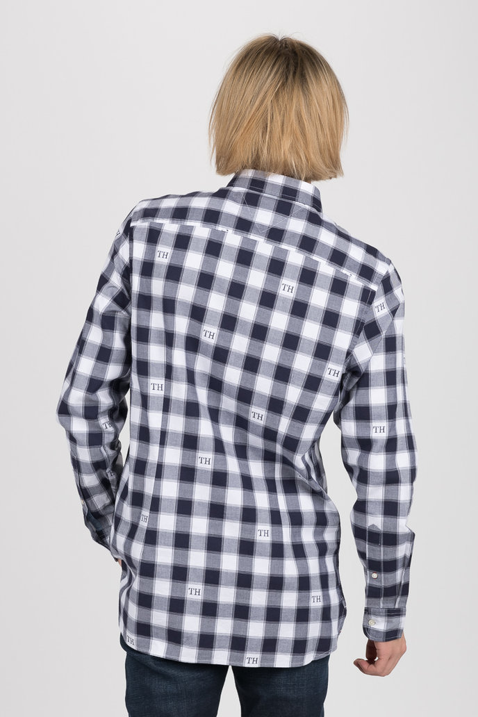 WCC SLIM MONOGRAM CHECK SHIRT tmavomodro-biela