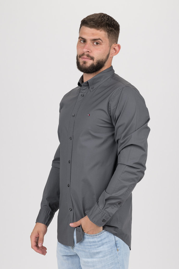 TOMMY HILFIGER SLIM STRETCH POPLIN SHIRT šedá