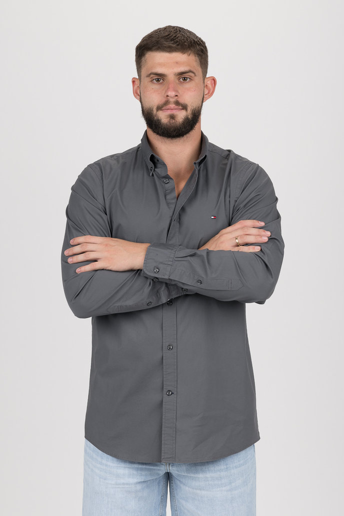 TOMMY HILFIGER SLIM STRETCH POPLIN SHIRT šedá