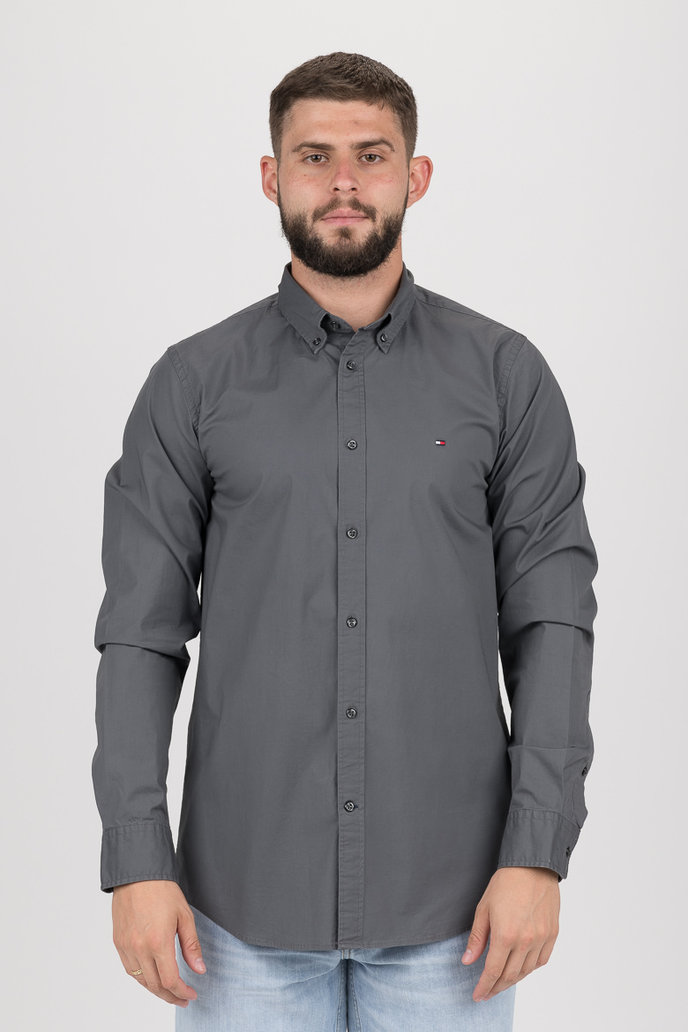 TOMMY HILFIGER SLIM STRETCH POPLIN SHIRT šedá