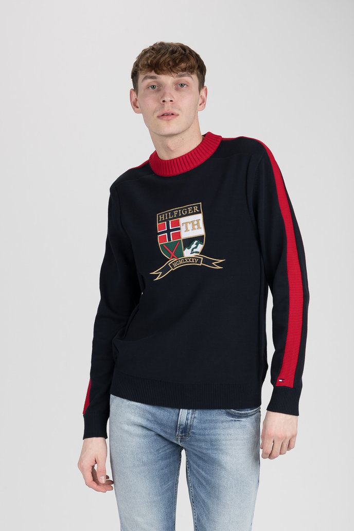 BOLD ARTWORK SWEATER tmavomodrý