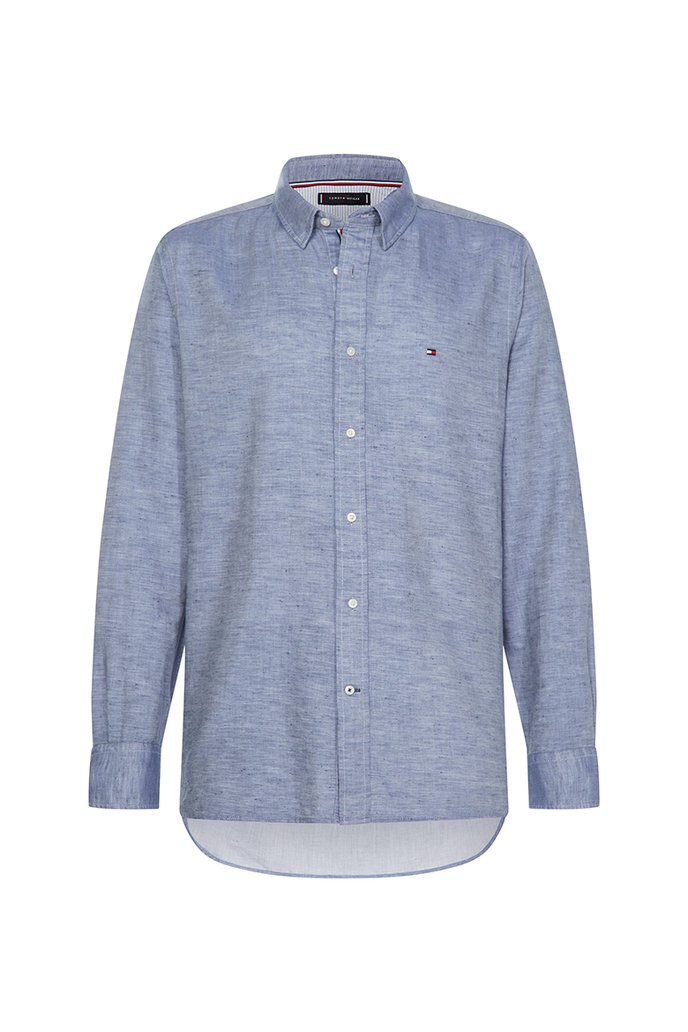 COTTON LINEN TWILL SHIRT modrej farby