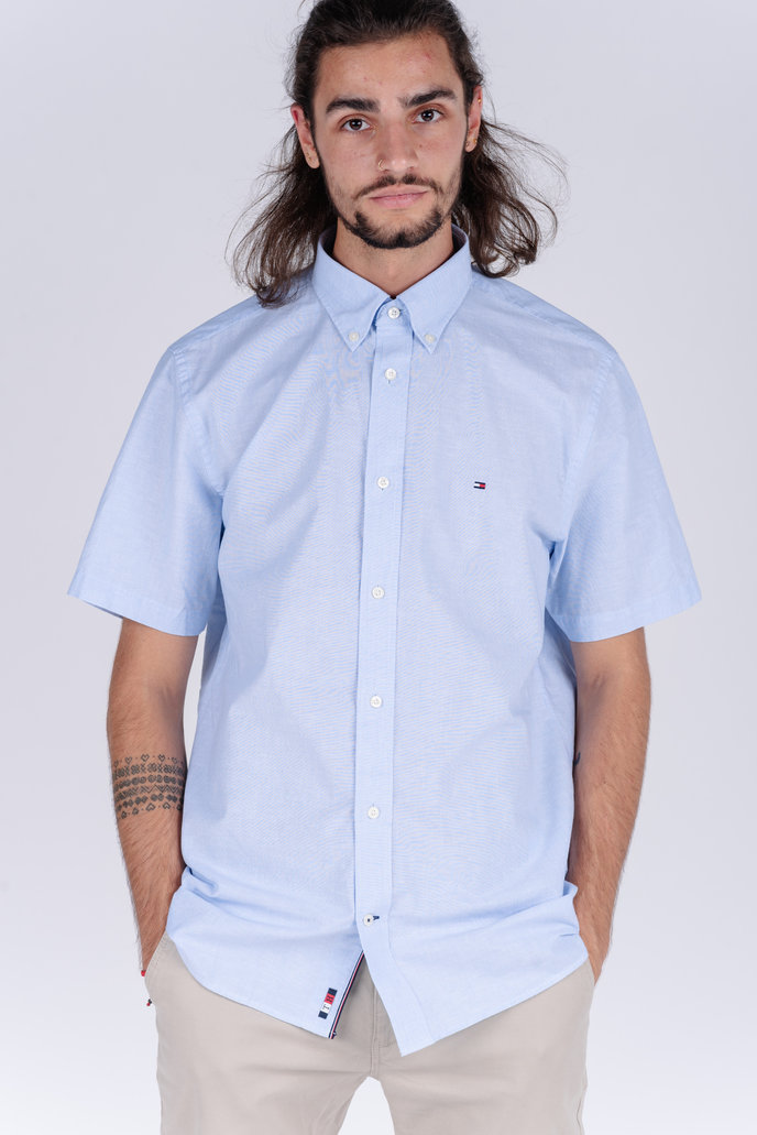 FLEX CO/LI PINSTRIPE SHIRT S/S bledá modrá