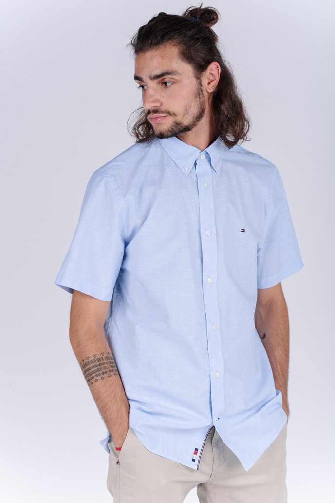 FLEX CO/LI PINSTRIPE SHIRT S/S bledá modrá