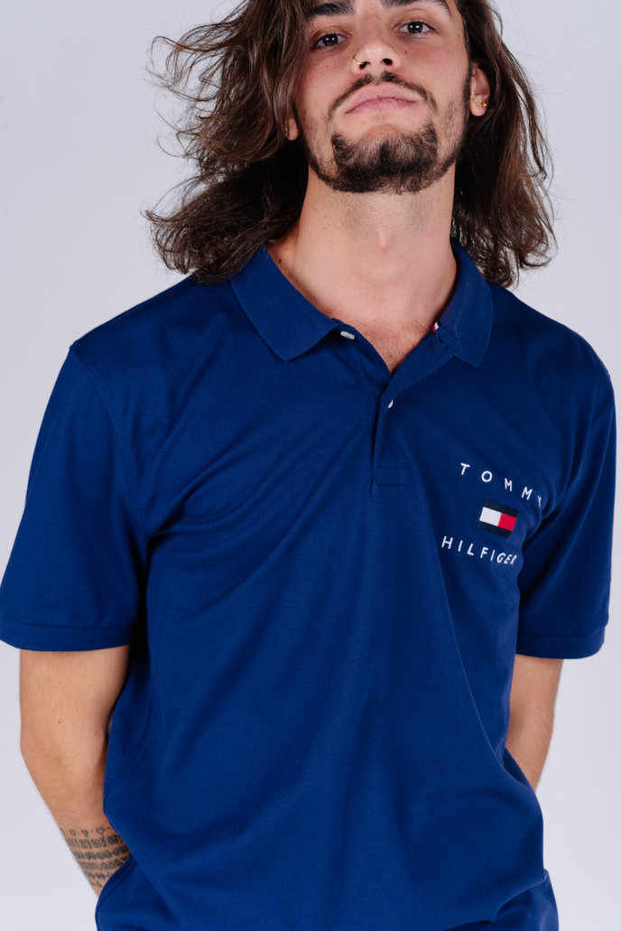 TOMMY FLAG HILFIGER REG POLO tmavo modré