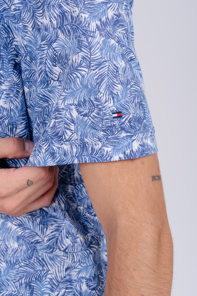 SLIM CO/LI LEAF PRINT SHIRT S/S vzorovaná