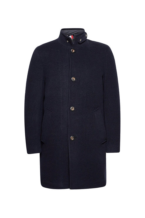 Kabát - STAND UP COLLAR PADDED COAT modrý