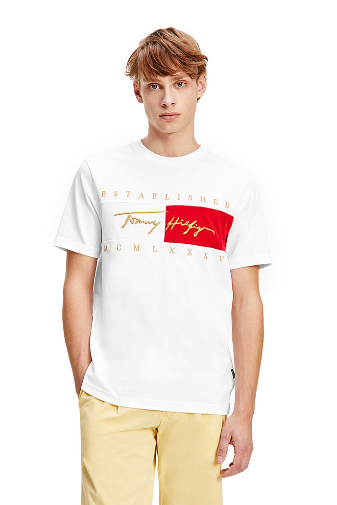 Tommy Hilfiger SIGNATURE FLAG RELAXED FIT TEE biela
