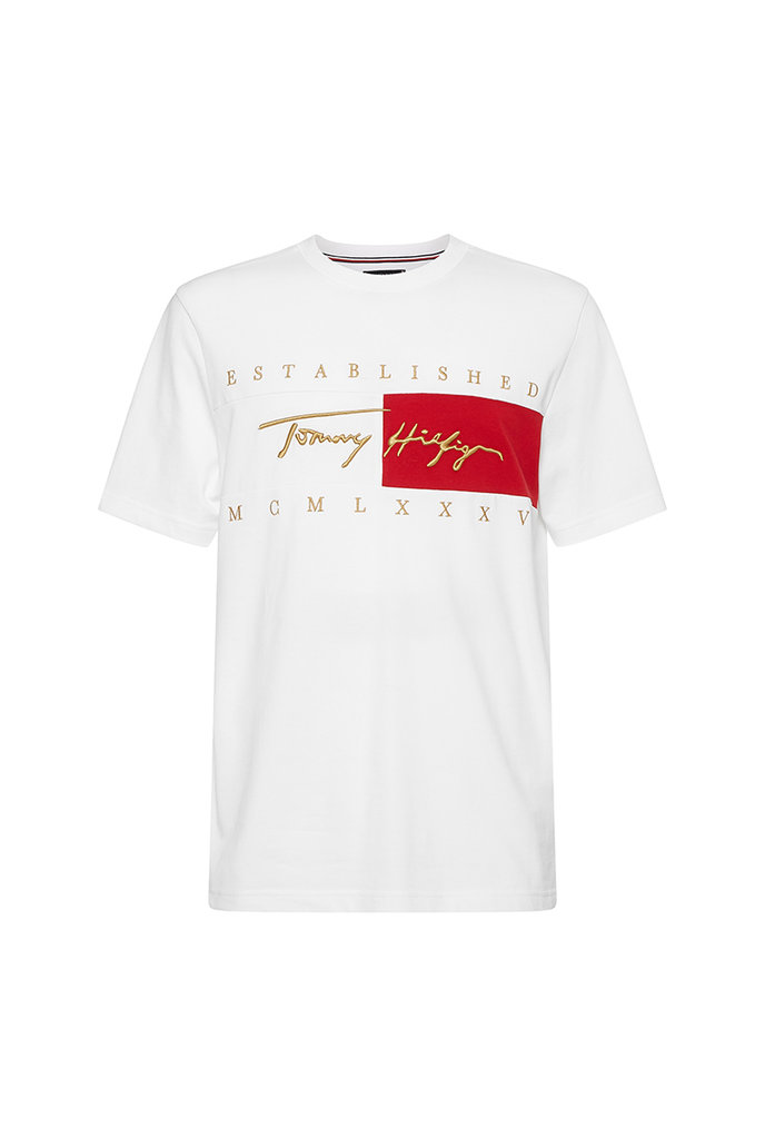 Tommy Hilfiger SIGNATURE FLAG RELAXED FIT TEE biela