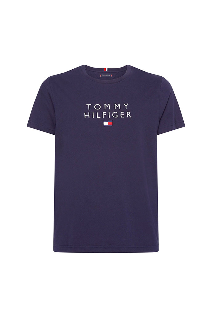 Tommy Hilfiger STACKED TOMMY FLAG TEE tmavomodré