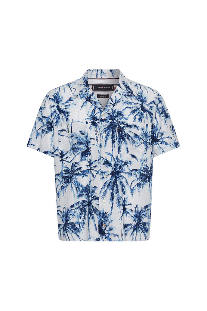 LARGE WATER COLOR PALM SHIRT S/S vzorovaná