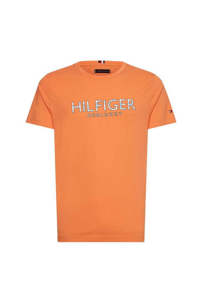 Tommy Hilfiger HILFIGER PALM PRINT TEE oranžové