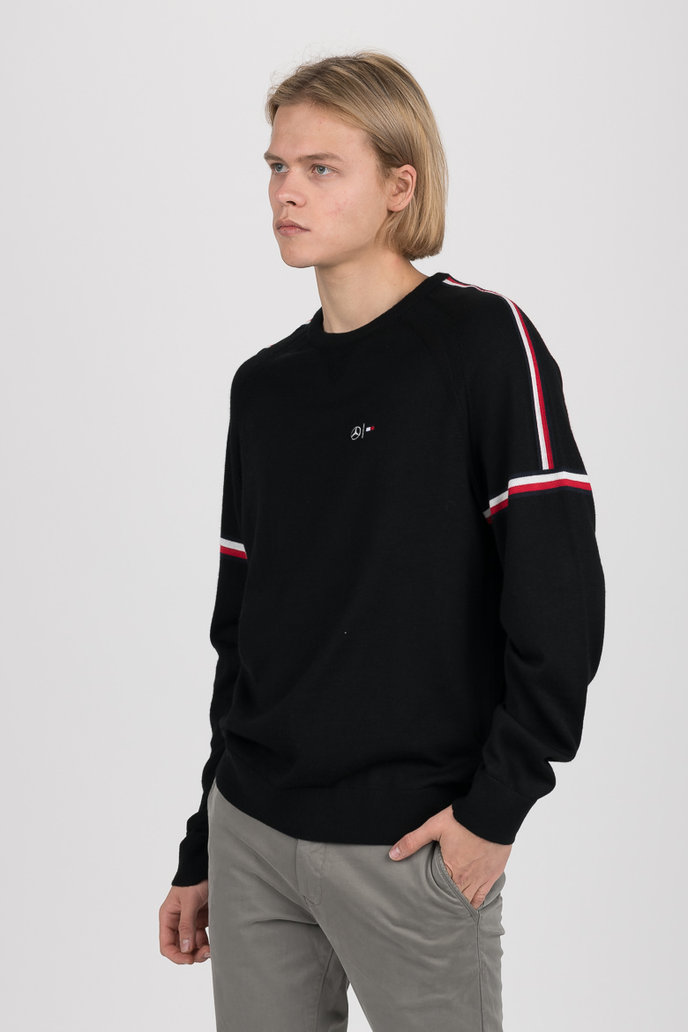 2 MB TECH STRIPE SWEATER čierny