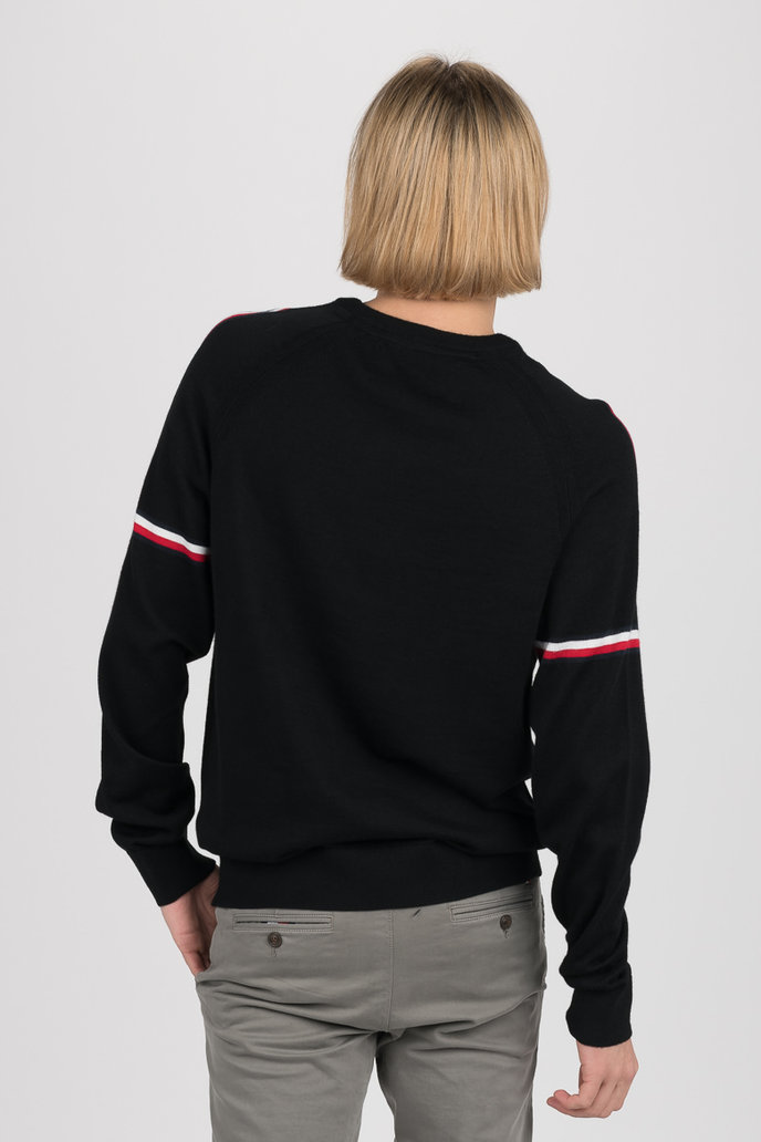 2 MB TECH STRIPE SWEATER čierny