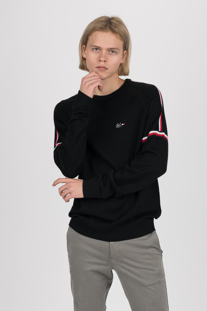 2 MB TECH STRIPE SWEATER čierny