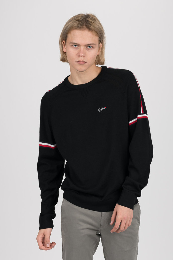 2 MB TECH STRIPE SWEATER čierny