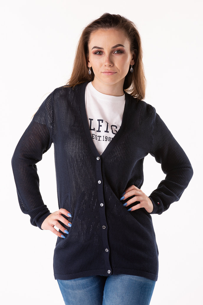 TOMMY HILFIGER TESSA V-NK EASY CARDI modrý