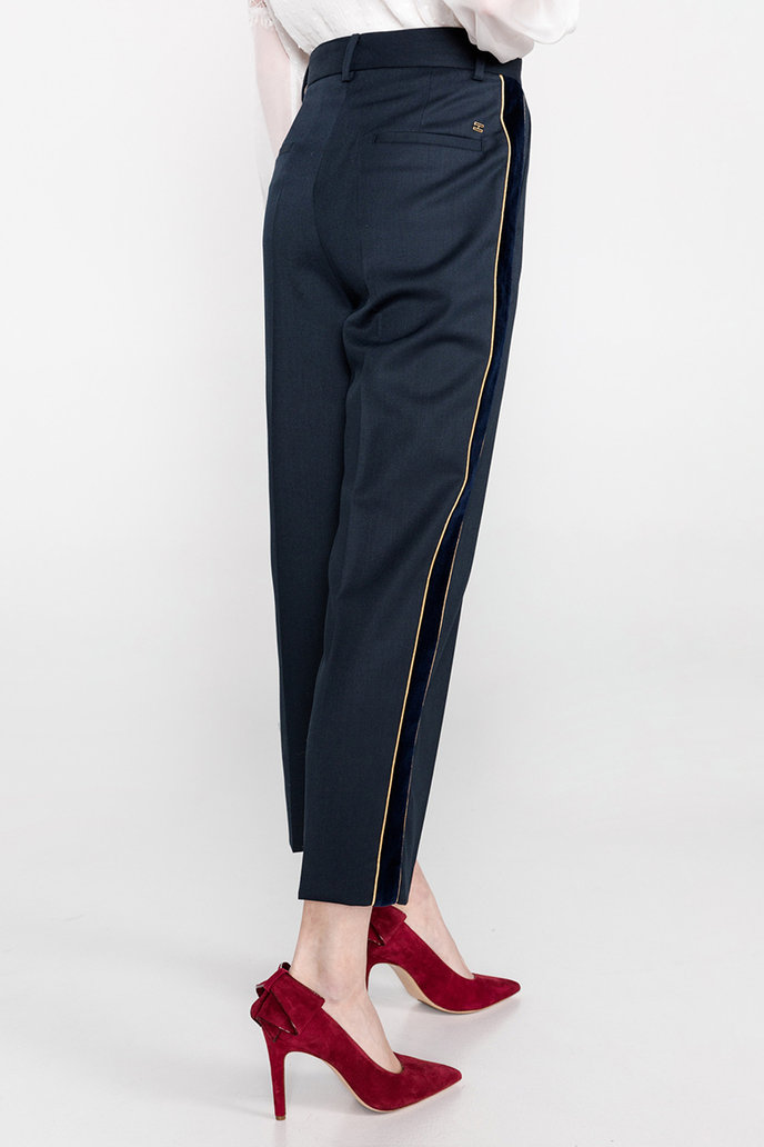 ICON PLEATED PANT tmavomodré