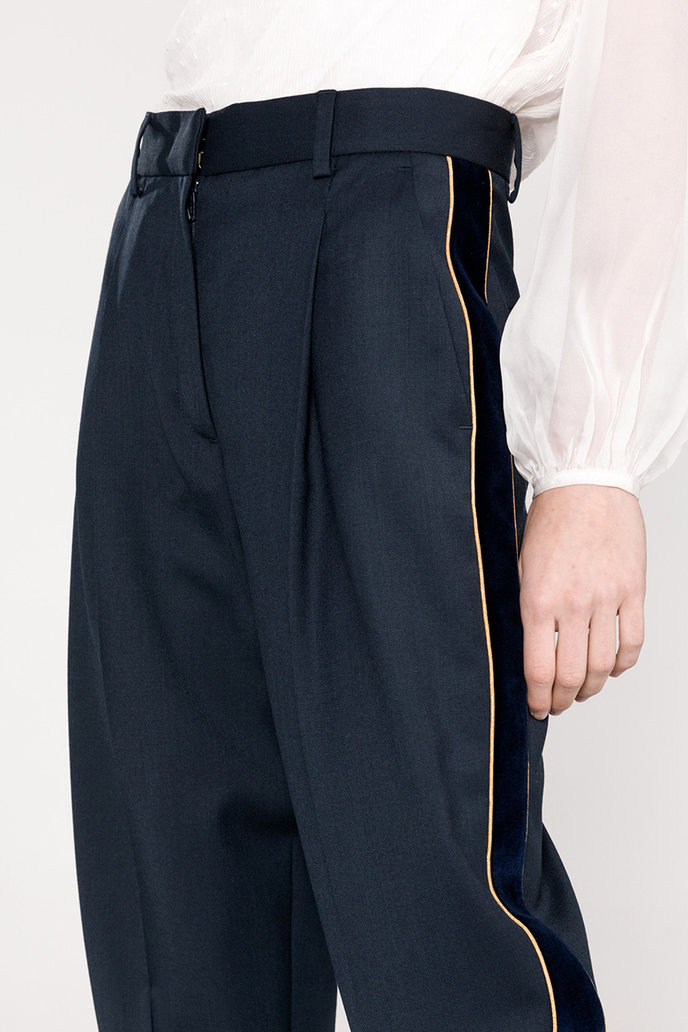 ICON PLEATED PANT tmavomodré