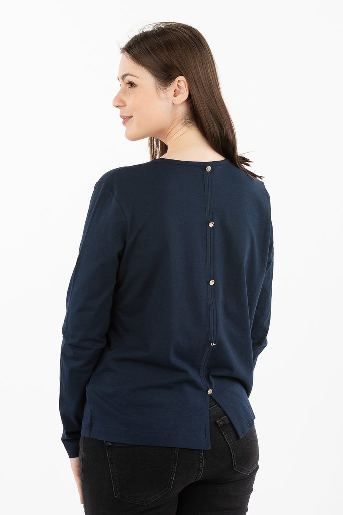 TOMMY HILFIGER JARA OPEN BACK TOP LS tmavomodré