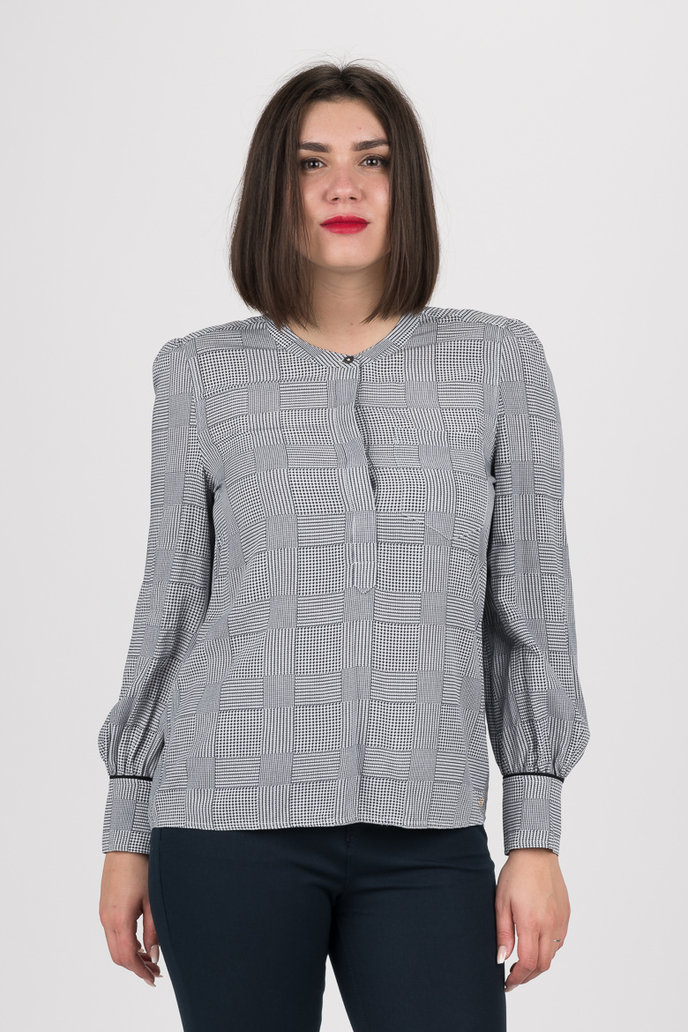 TH ESSENTIAL P-OVER BLOUSE LS čierno-biela